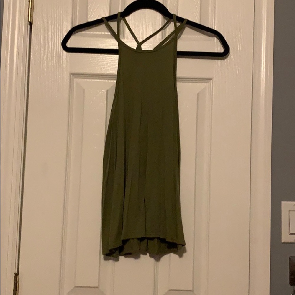 green racer back tank top